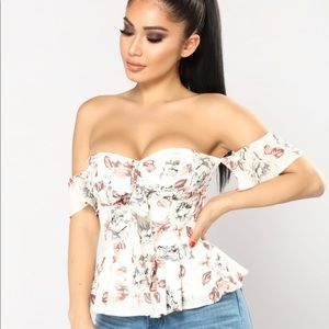 Fashion Nova Floral Off the Shoulder Top